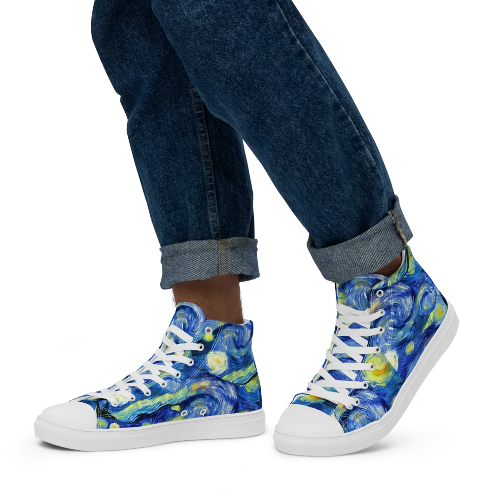 Cosmic Vortex on Men's High Top Canvas Shoes — Left