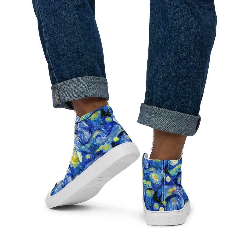 Cosmic Vortex on Men's High Top Canvas Shoes — Back