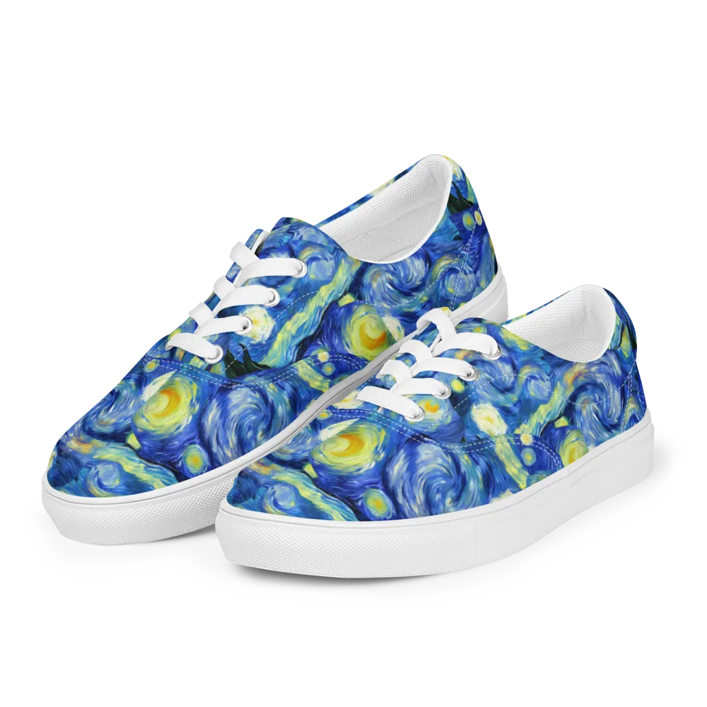 Cosmic Vortex on Men's Lace-Up Canvas Shoes — Left Front