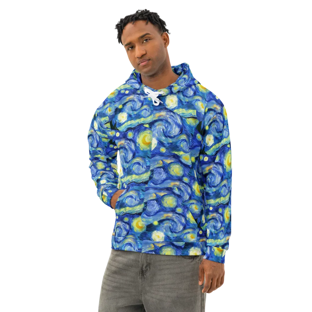 Cosmic Vortex on Cotton Hoodie — Left Front