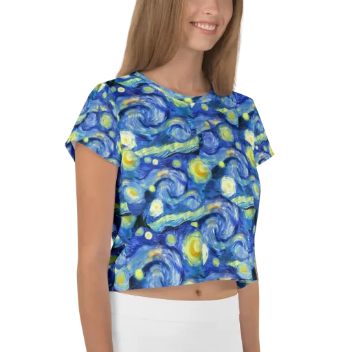 Cosmic Vortex on a Crop Tee