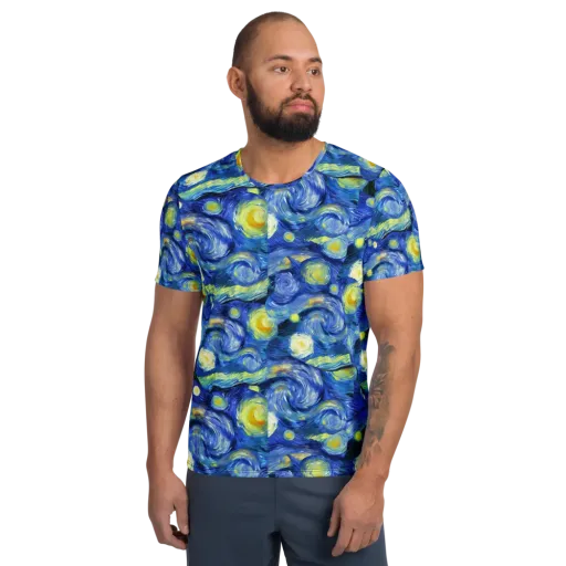 Cosmic Vortex on a Men's Athletic T-Shirt