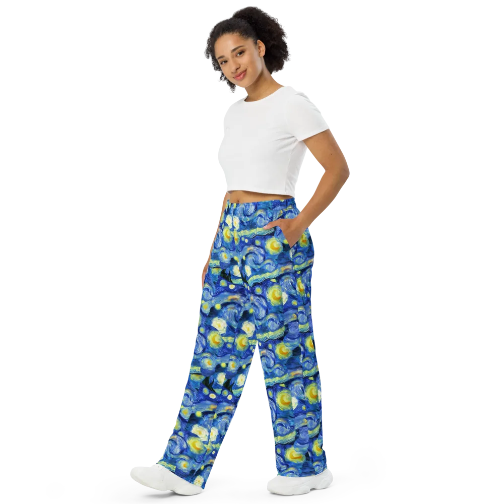 Cosmic Vortex on Wide-Leg Pants — Left Front