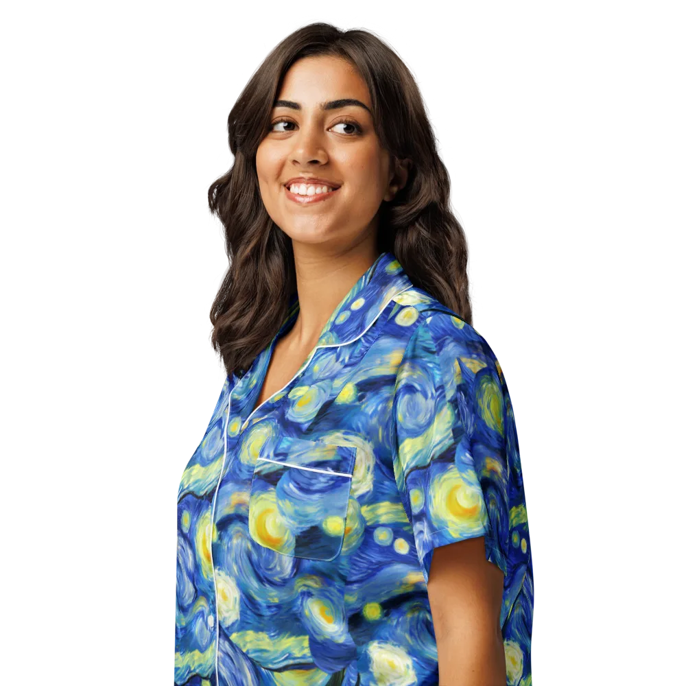 Cosmic Vortex on Women's Short Sleeve Pajama Top — Left Front