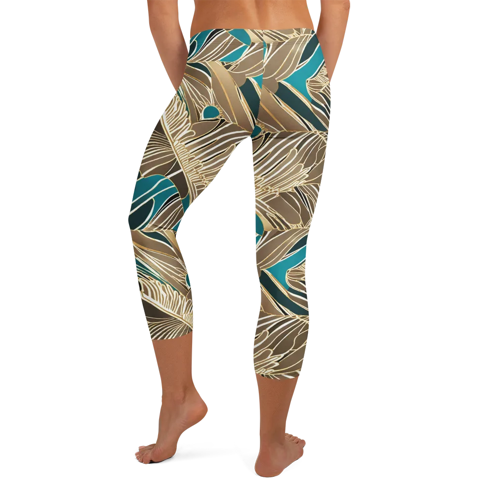 Gilded Frond on Capri Leggings — Back