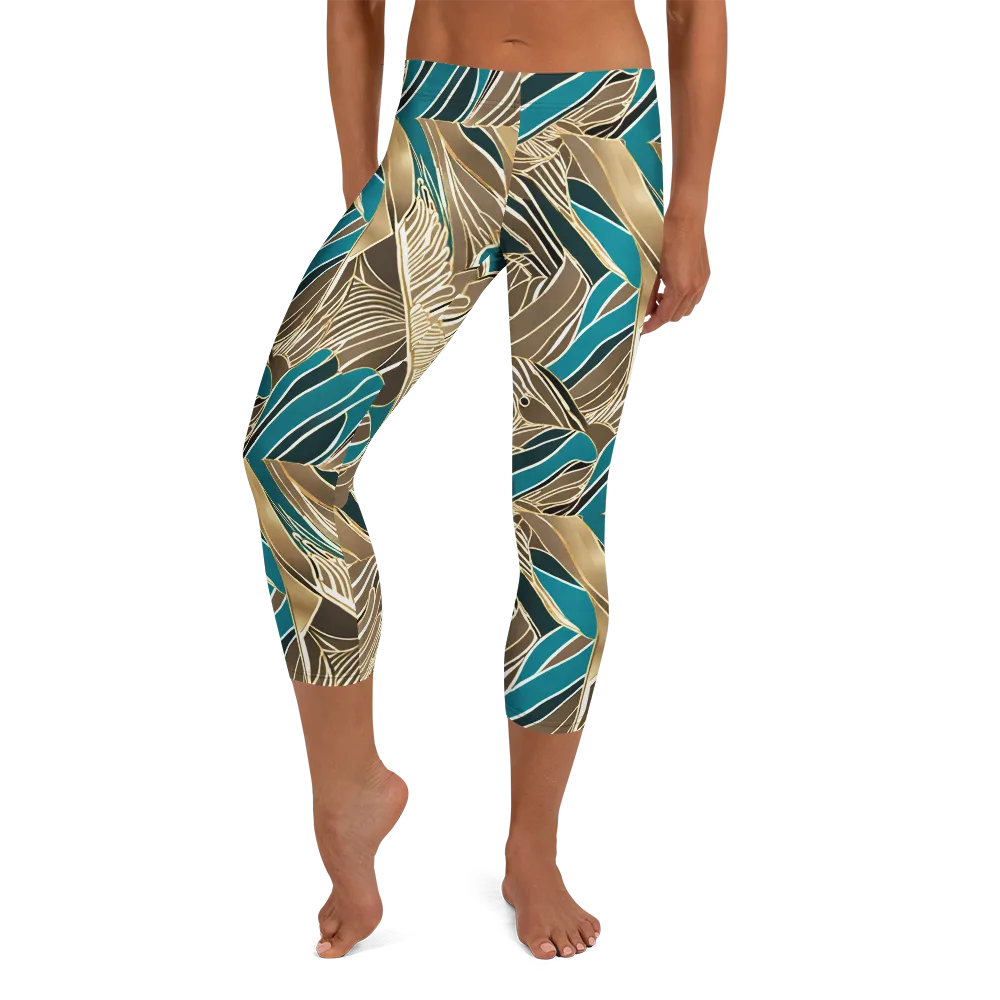Gilded Frond on Capri Leggings — Front