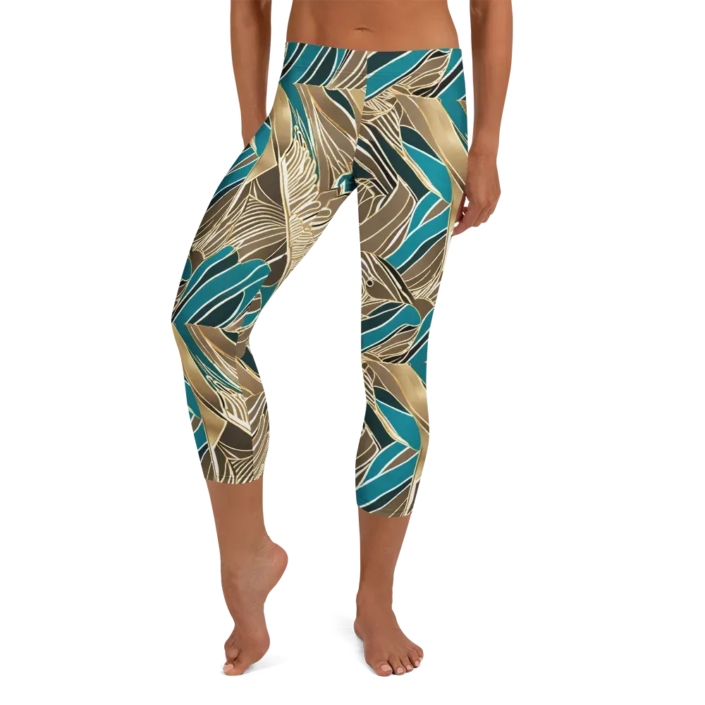 Gilded Frond on Capri Leggings — Front
