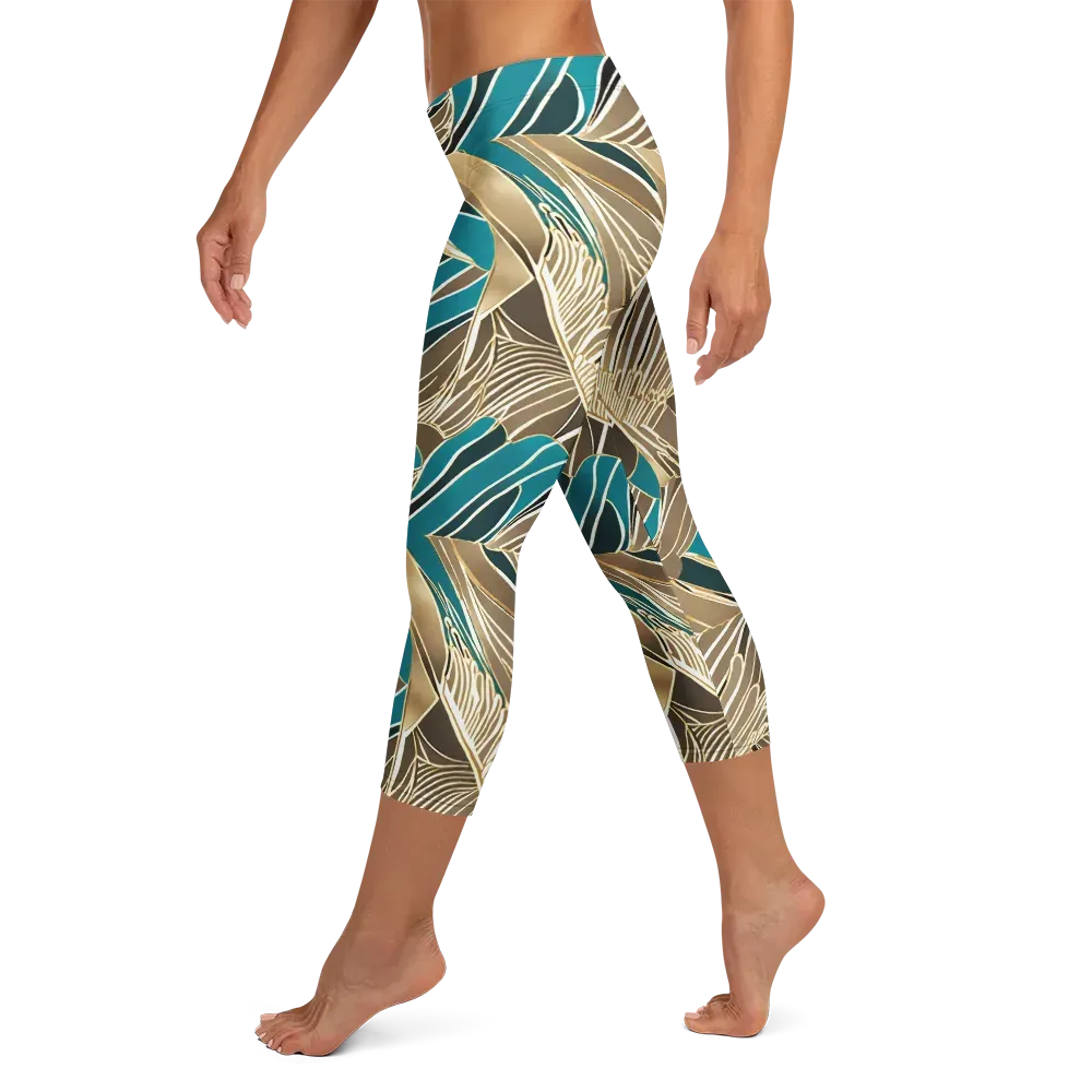 Gilded Frond on Capri Leggings — Left