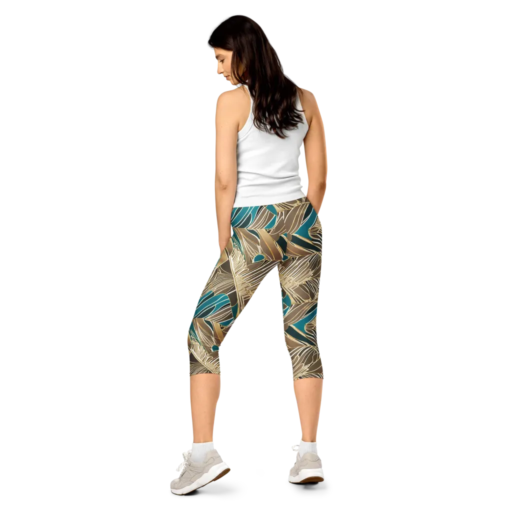 Gilded Frond on Capri Leggings — Back
