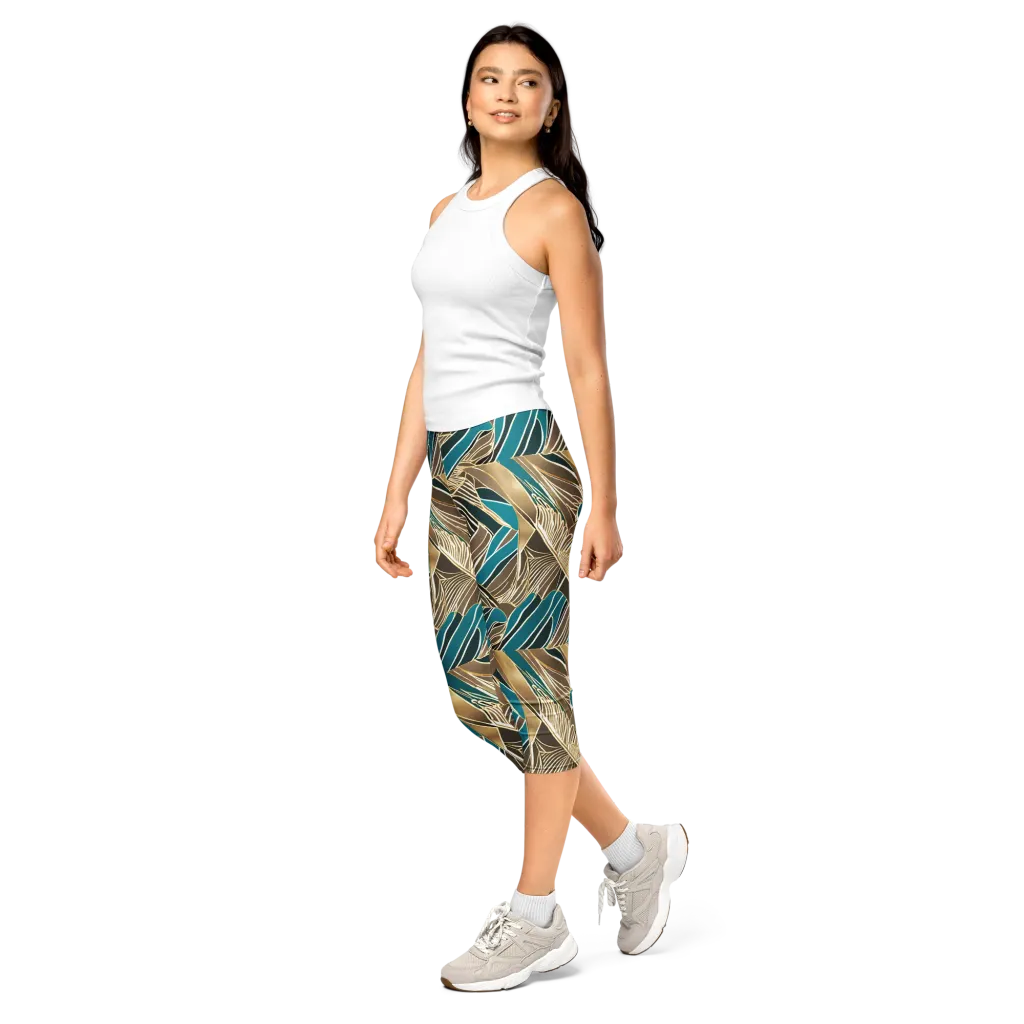 Gilded Frond on Capri Leggings — Left Front