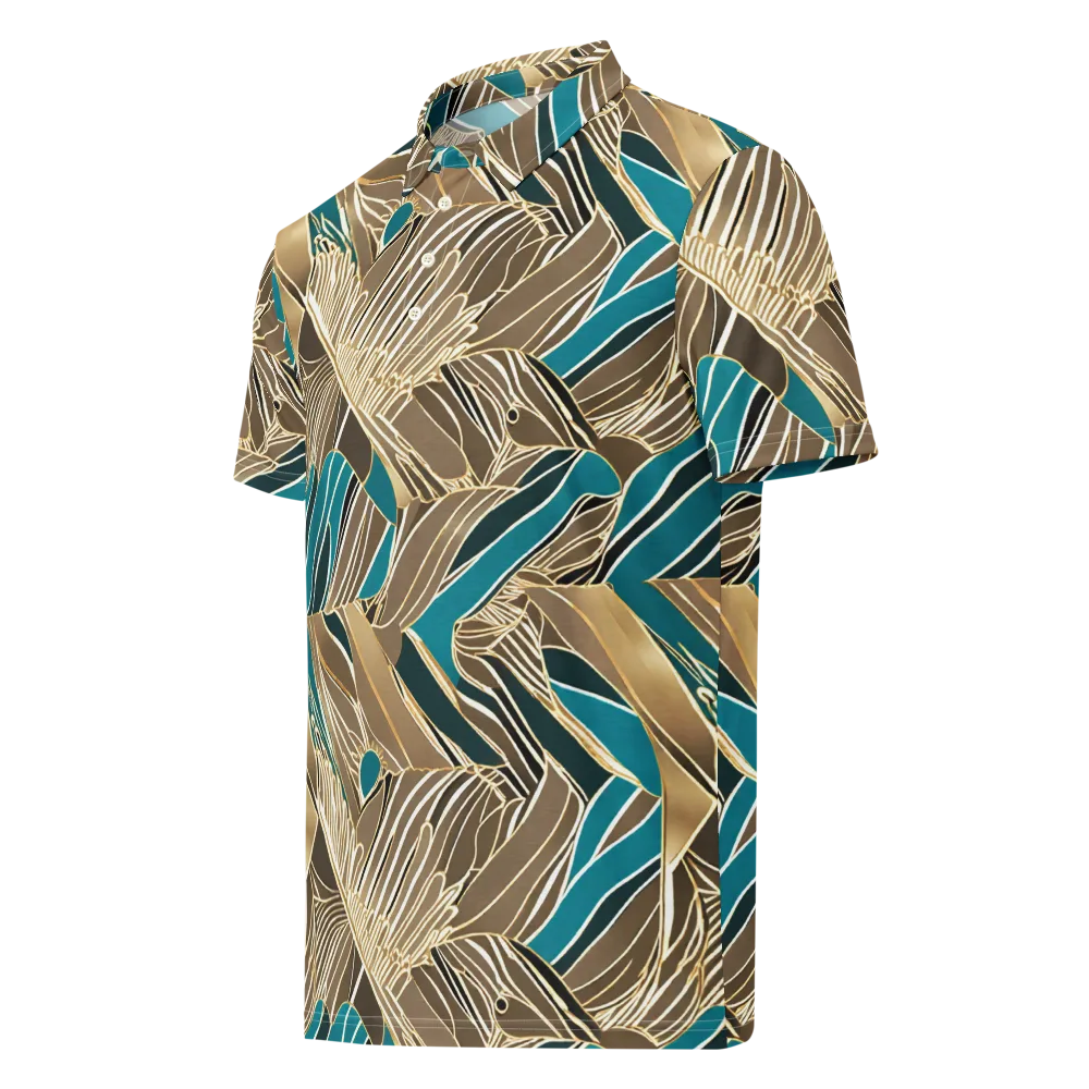 Gilded Frond on Men's Slim Fit Polo Shirt — Left Front