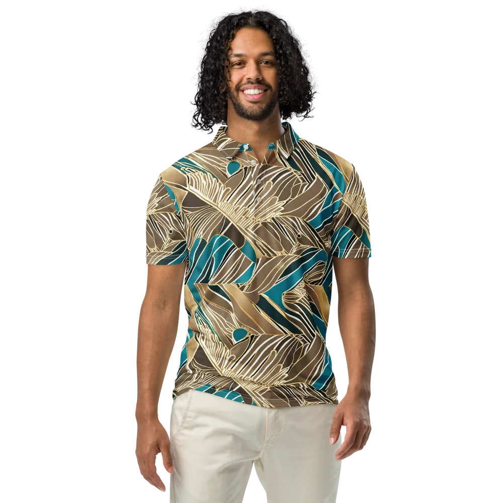 Gilded Frond on Men's Slim Fit Polo Shirt — Front
