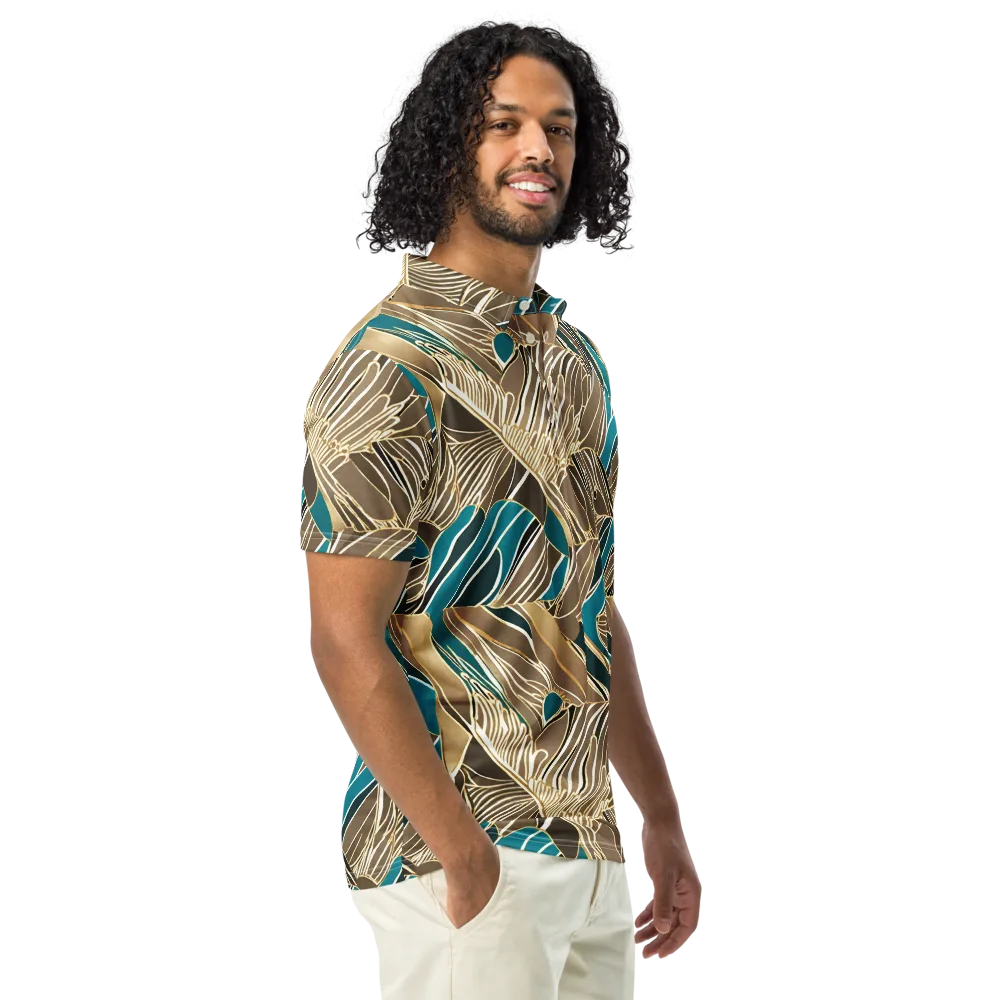 Gilded Frond on Men's Slim Fit Polo Shirt — Right Front