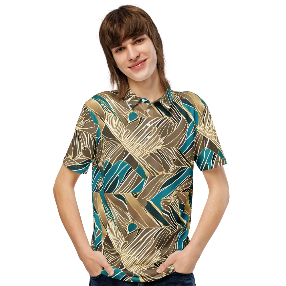 Gilded Frond on Men's Slim Fit Polo Shirt — Front