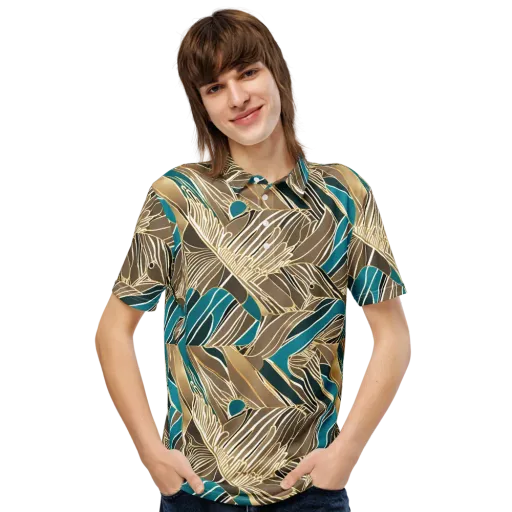 Gilded Frond on a Men's Slim Fit Polo Shirt