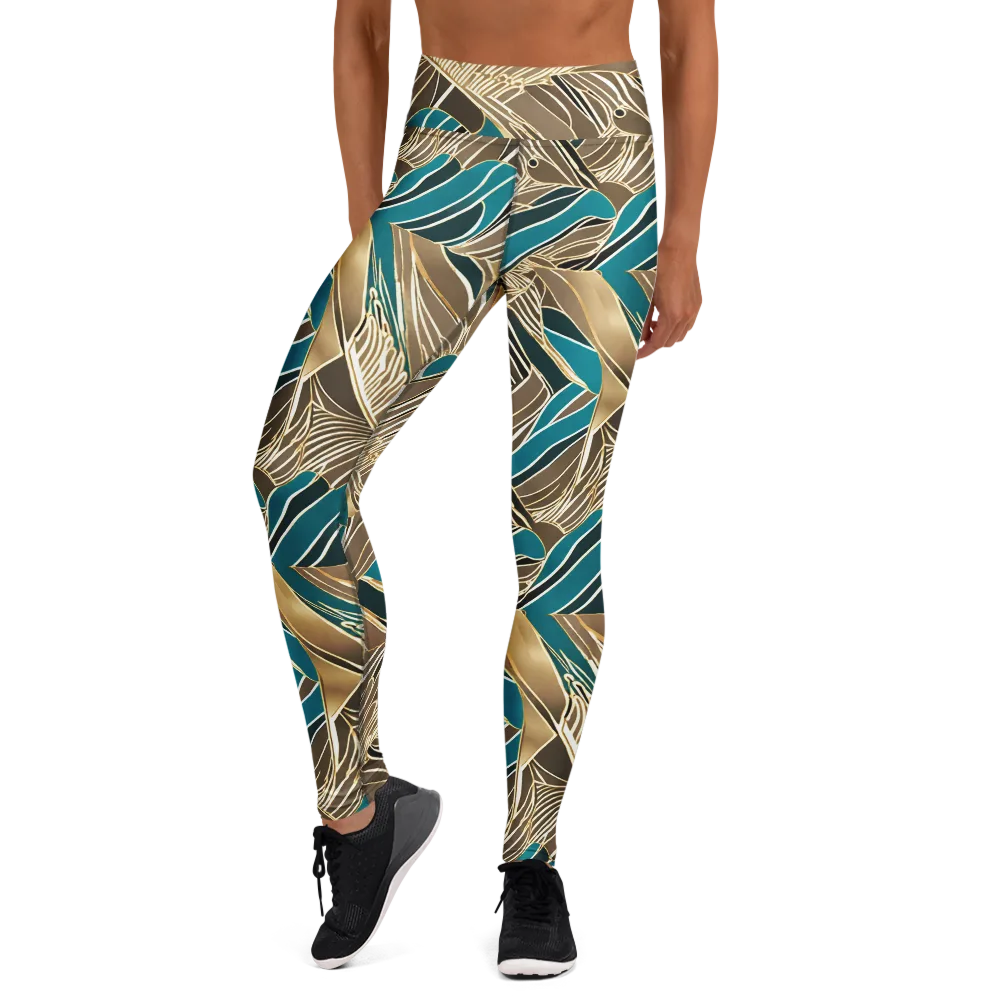 Gilded Frond on Yoga Leggings — Front