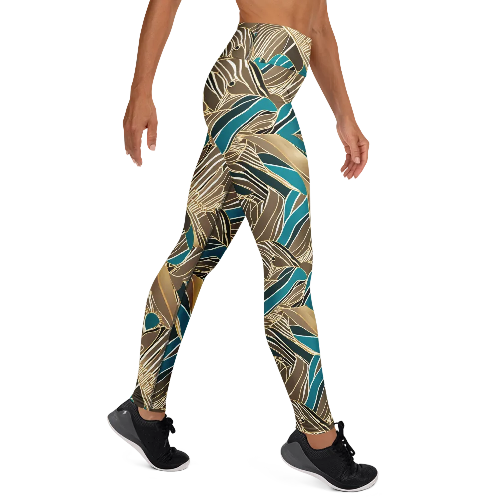 Gilded Frond on Yoga Leggings — Right