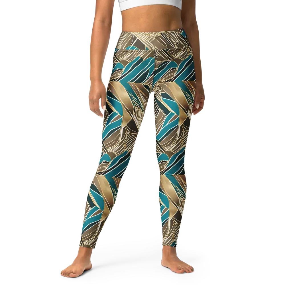 Gilded Frond on Yoga Leggings — Front
