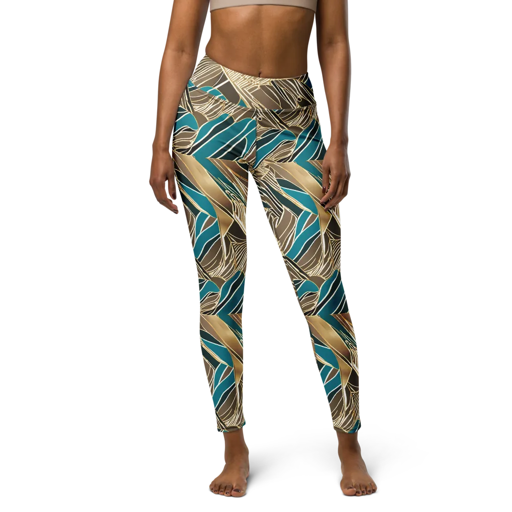 Gilded Frond on Yoga Leggings — Front