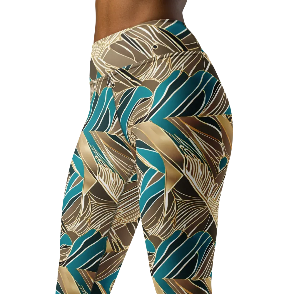 Gilded Frond on Yoga Leggings — Left Front