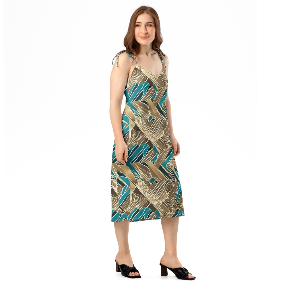 Gilded Frond on Slip Dress — Right Front