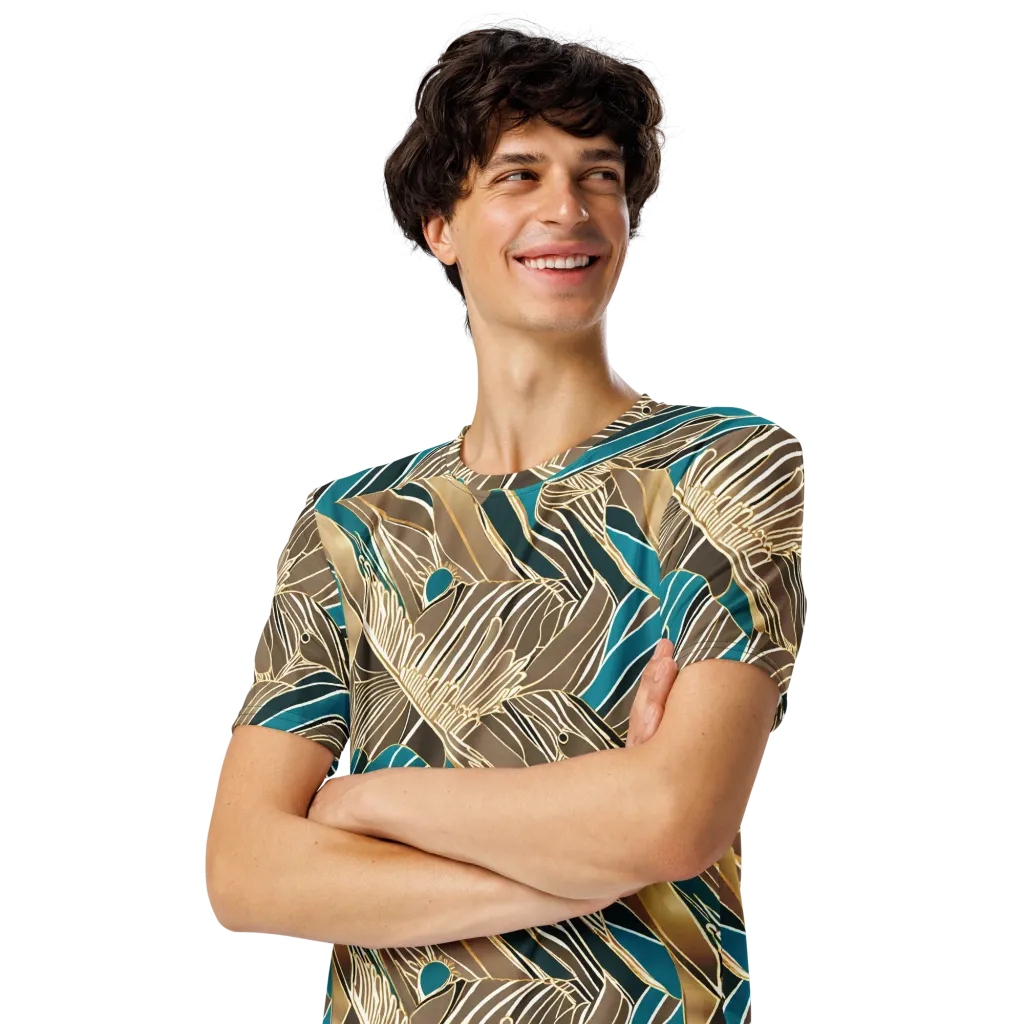 Gilded Frond on Men's Crew Neck T-Shirt — Left Front