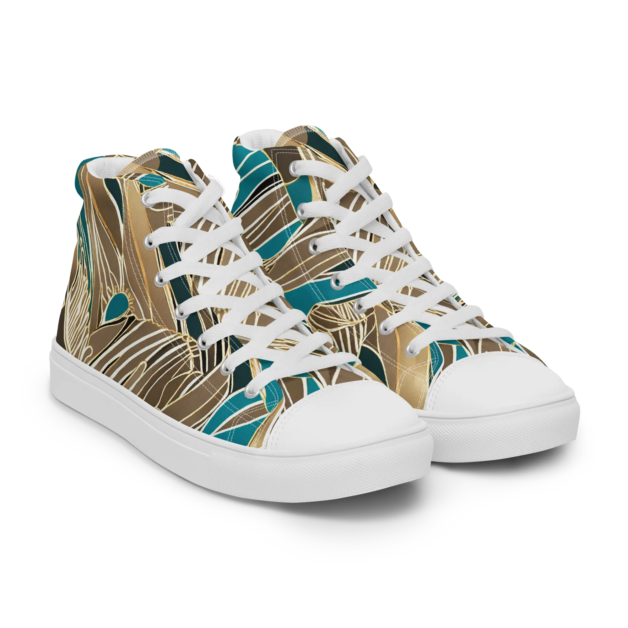 Gilded Frond on Men's High Top Canvas Shoes — Right Front