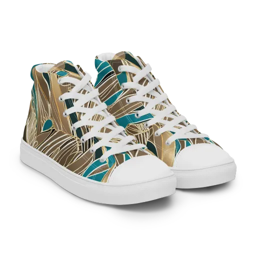 Gilded Frond on a Men's High Top Canvas Shoes