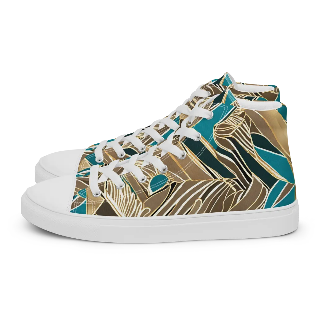 Gilded Frond on Men's High Top Canvas Shoes — Left