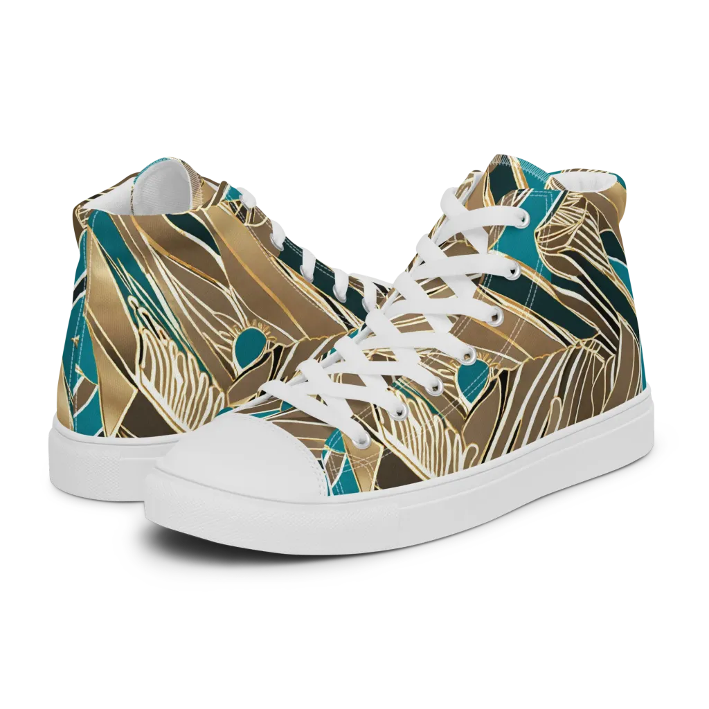 Gilded Frond on Men's High Top Canvas Shoes — Left