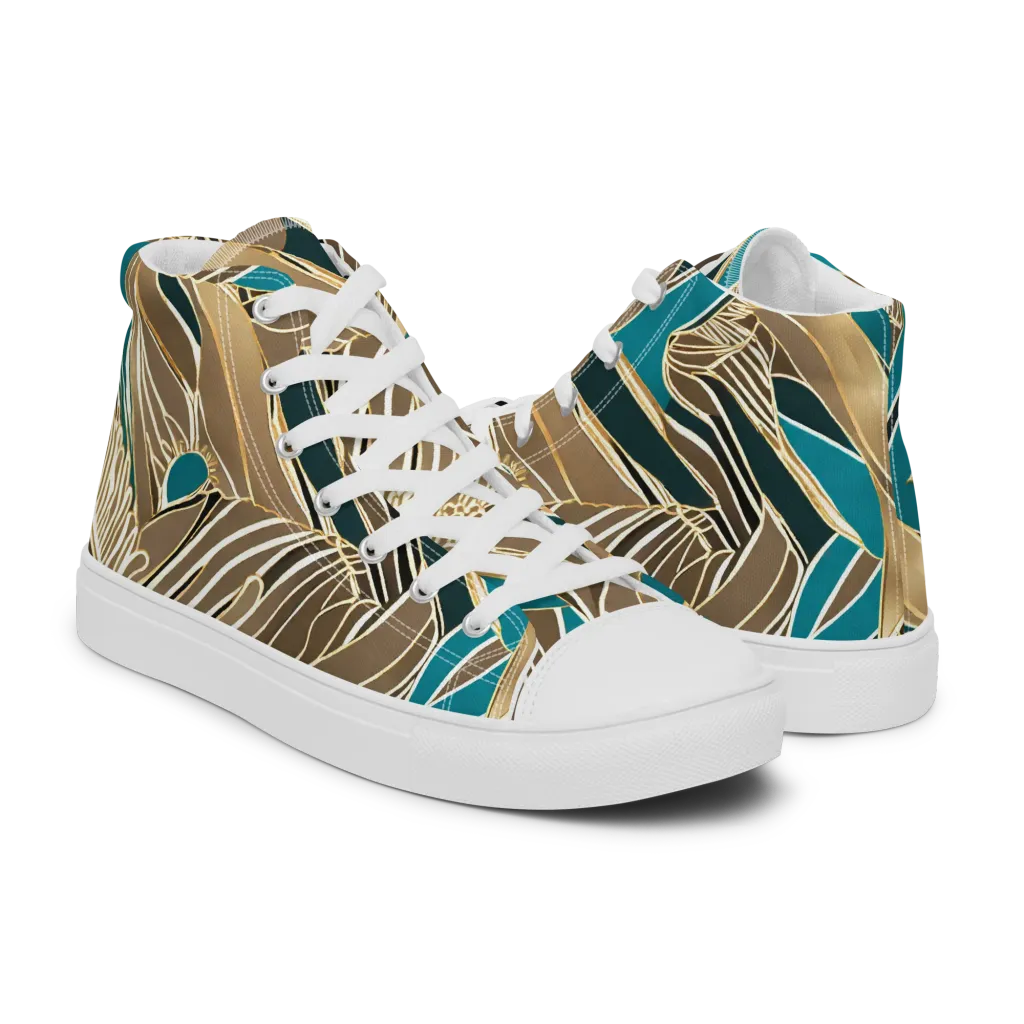 Gilded Frond on Men's High Top Canvas Shoes — Right