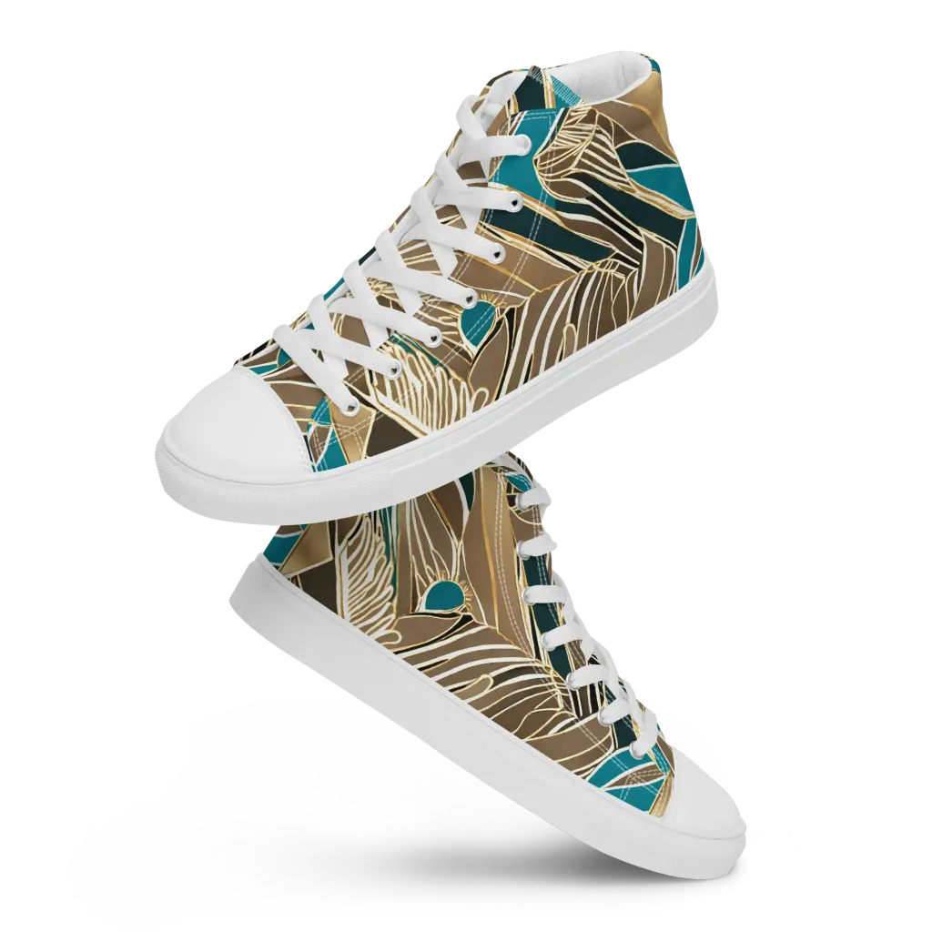 Gilded Frond on Men's High Top Canvas Shoes — Front