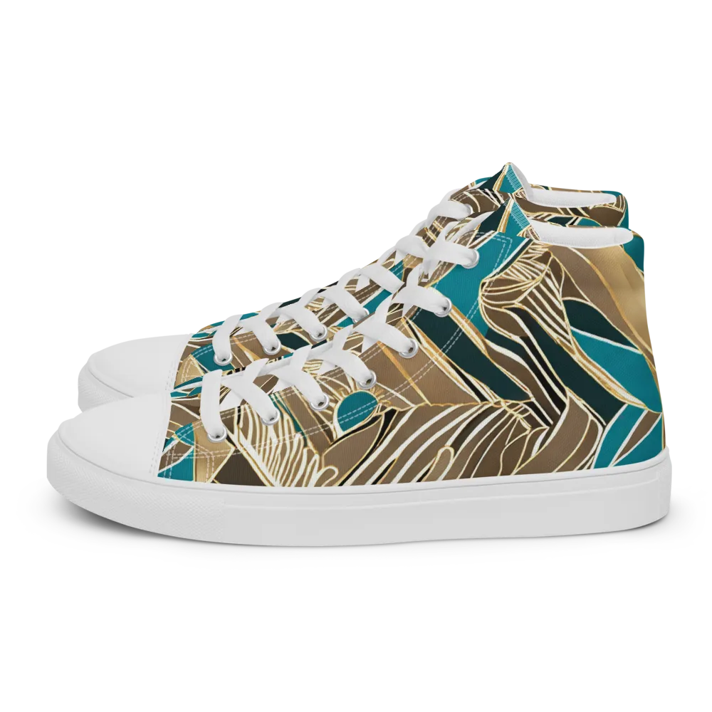 Gilded Frond on Women's High Top Canvas Shoes — Left