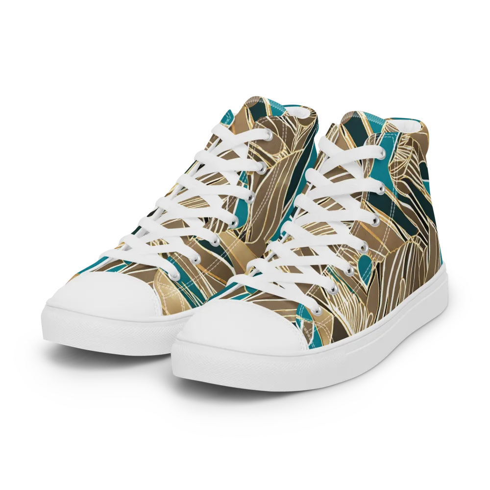 Gilded Frond on Women's High Top Canvas Shoes — Left Front