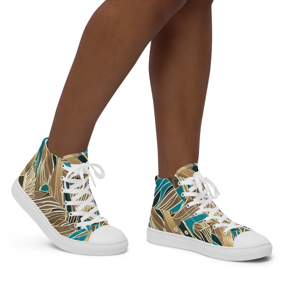 Gilded Frond on Women's High Top Canvas Shoes — Right
