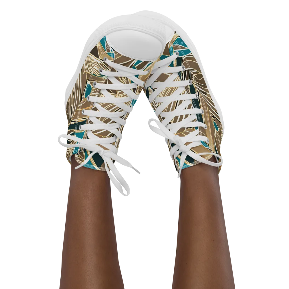 Gilded Frond on Women's High Top Canvas Shoes — Front
