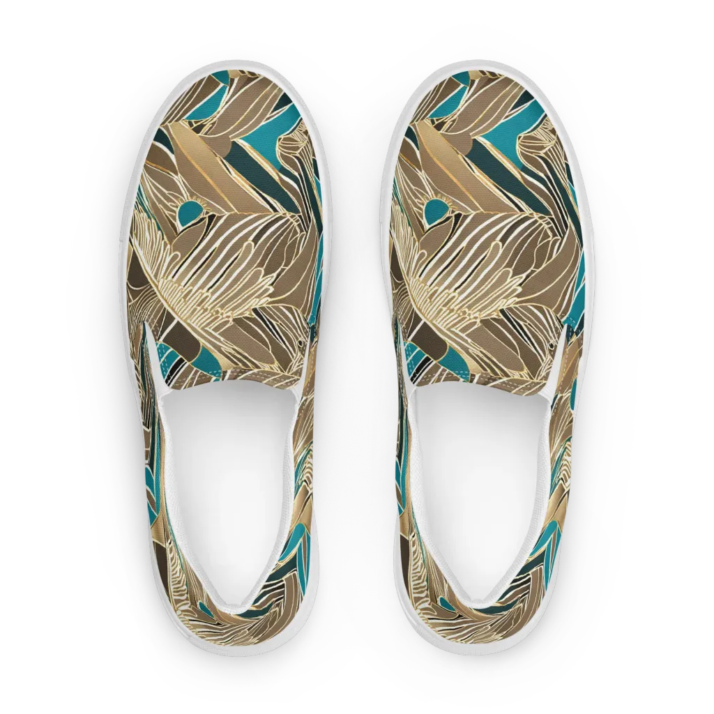 Gilded Frond on Men's Slip-On Canvas Shoes — Front