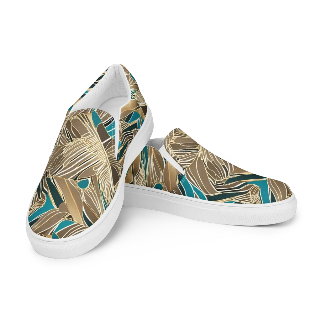 Gilded Frond on Men's Slip-On Canvas Shoes — Left Front