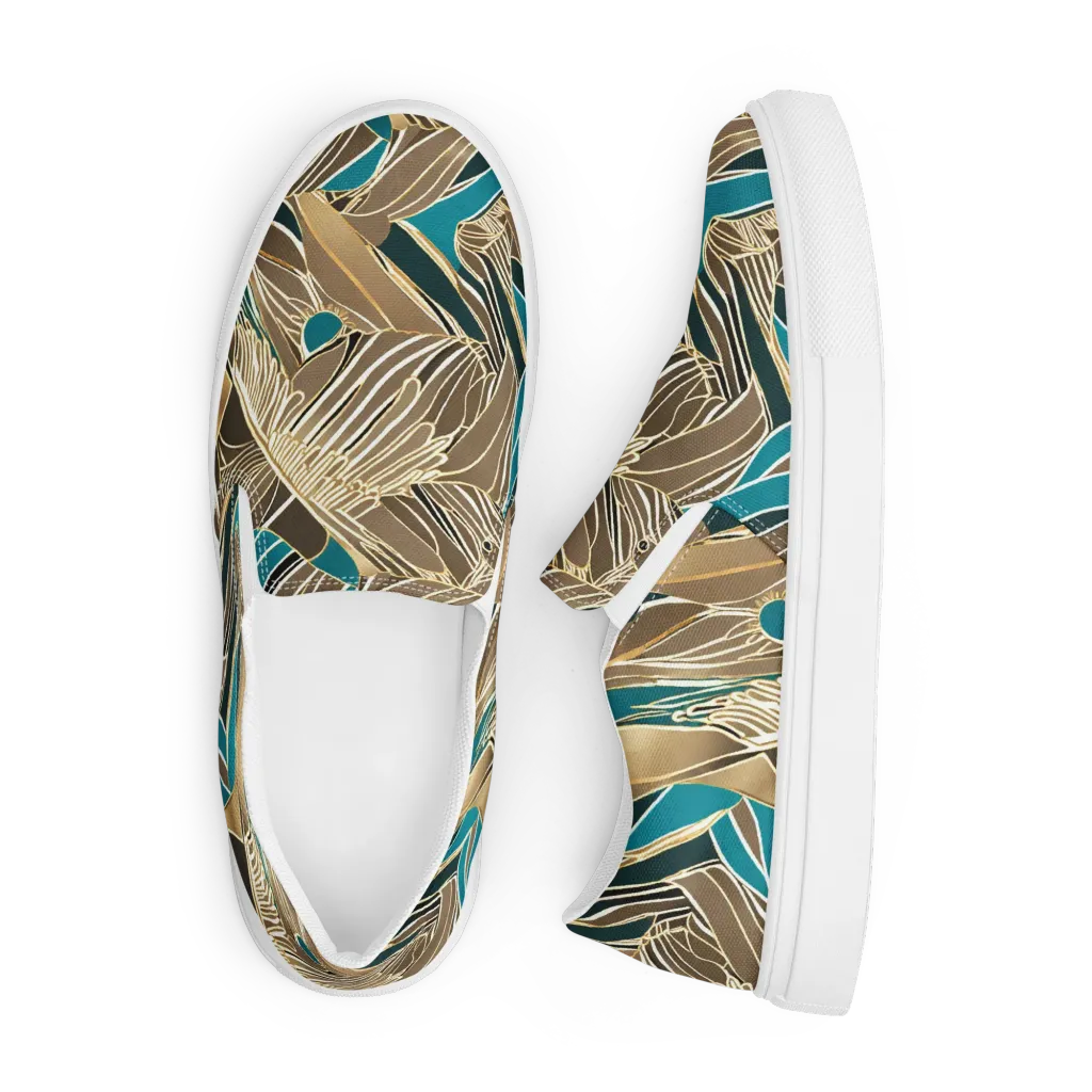 Gilded Frond on Men's Slip-On Canvas Shoes — Front