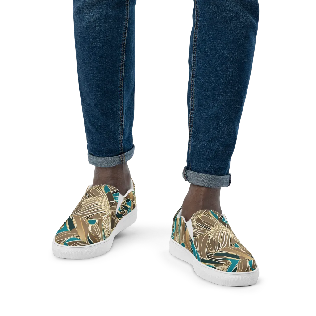 Gilded Frond on Men's Slip-On Canvas Shoes — Front
