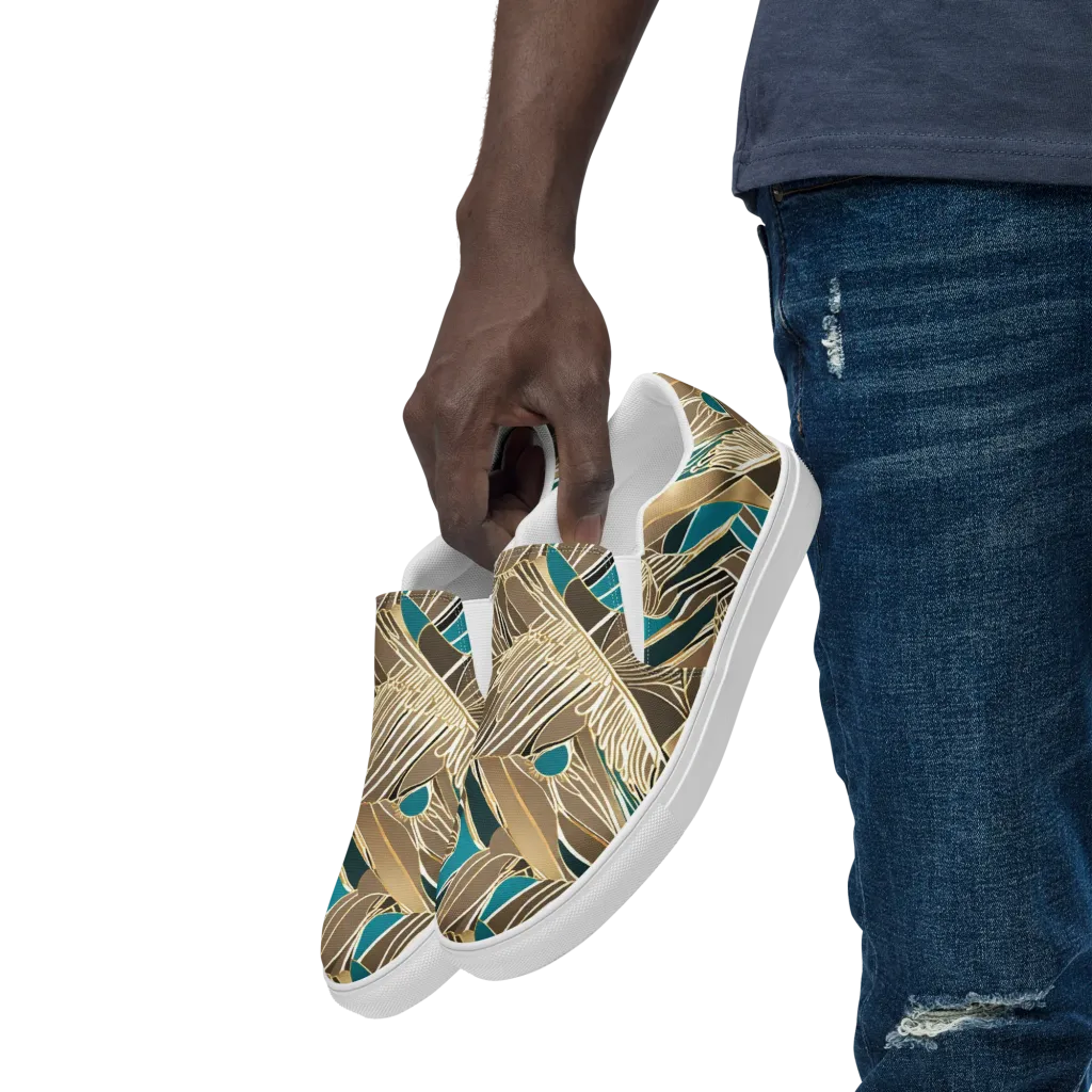 Gilded Frond on Men's Slip-On Canvas Shoes — Left Front