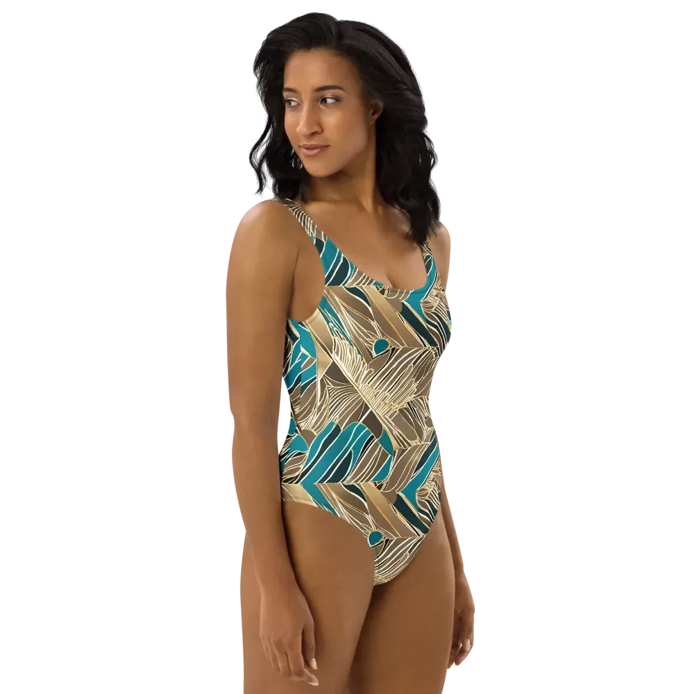 Gilded Frond on One-Piece Swimsuit — Right