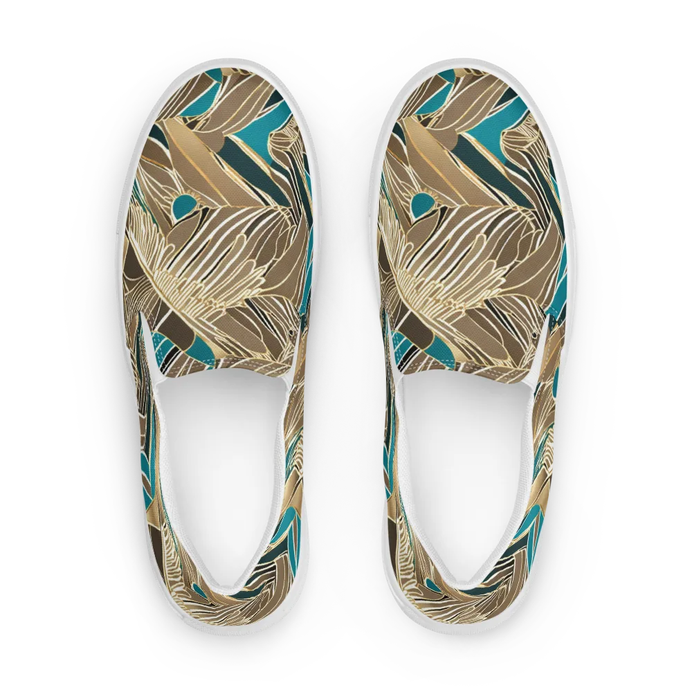 Gilded Frond on Women's Slip-On Canvas Shoes — Front