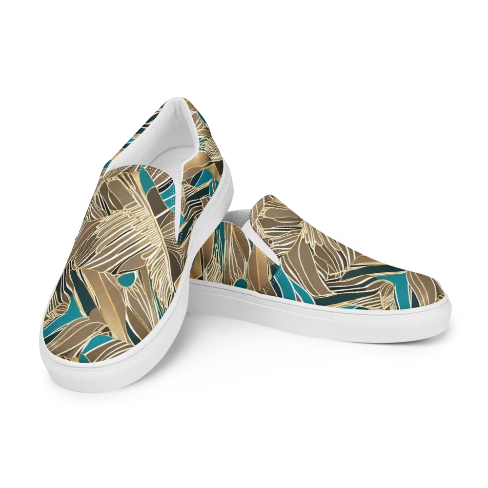 Gilded Frond on Women's Slip-On Canvas Shoes — Left Front