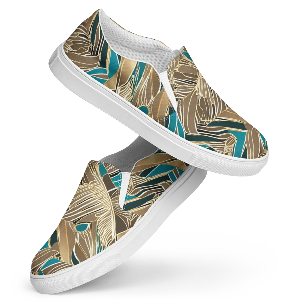 Gilded Frond on Women's Slip-On Canvas Shoes — Front