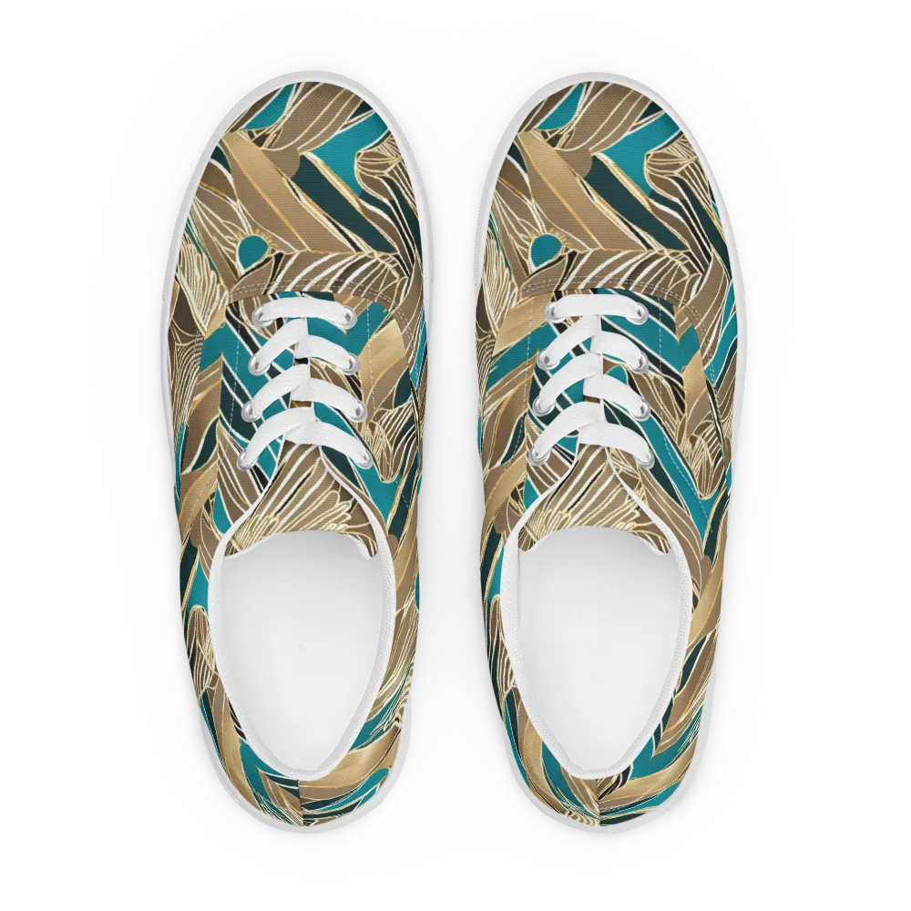 Gilded Frond on Men's Lace-Up Canvas Shoes — Front