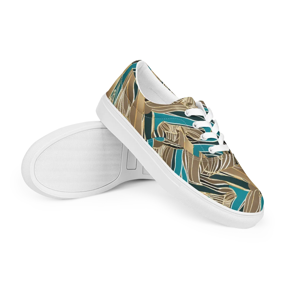 Gilded Frond on Men's Lace-Up Canvas Shoes — Right Front