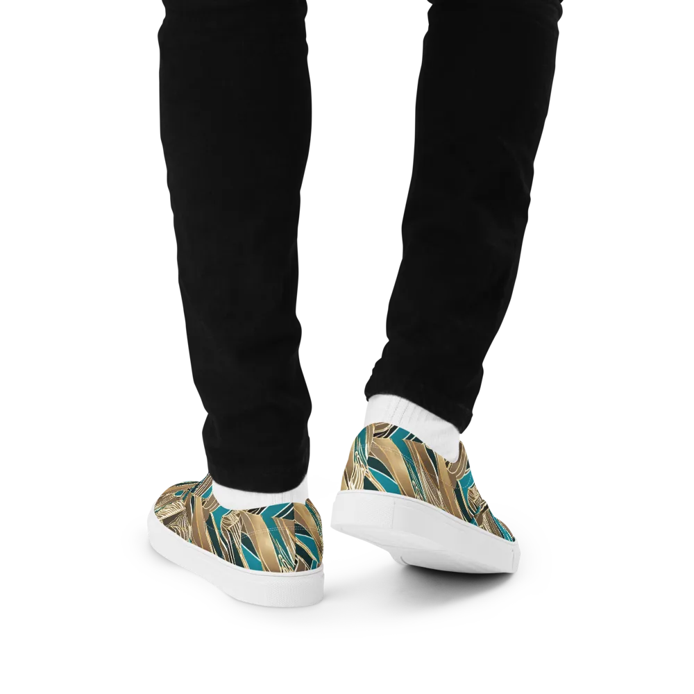 Gilded Frond on Men's Lace-Up Canvas Shoes — Back