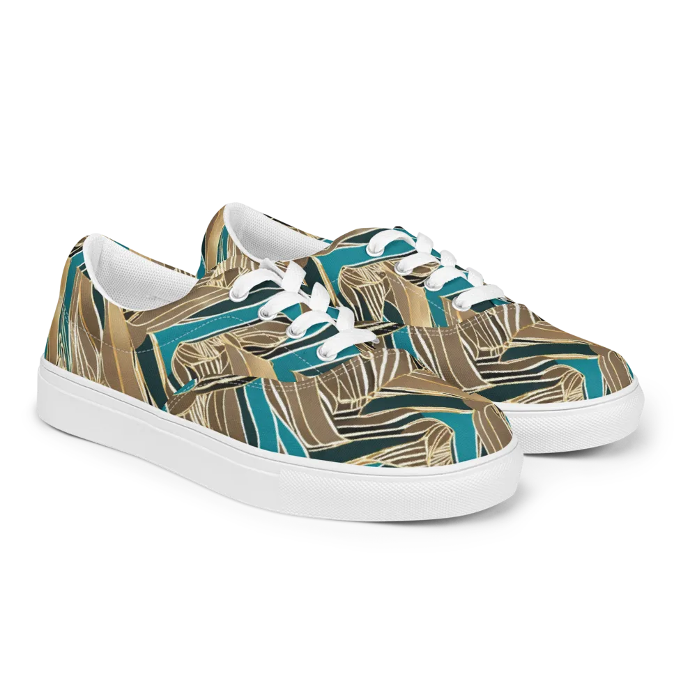 Gilded Frond on Men's Lace-Up Canvas Shoes — Right Front