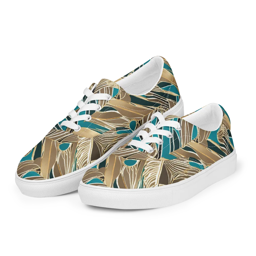 Gilded Frond on Men's Lace-Up Canvas Shoes — Left Front